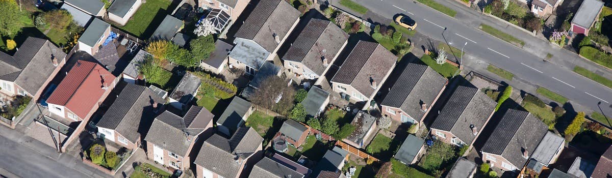 Aerial shot of suburbia