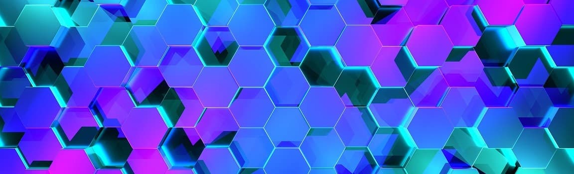 Abstract background of blue and purple hexagonal patterns.